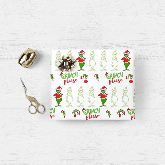 Grinch Please Christmas Wrapping Paper Roll - 10FT - Picture 2 of 2